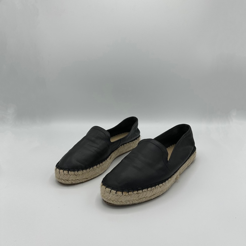 Black Leather GAP Espadrille Flats